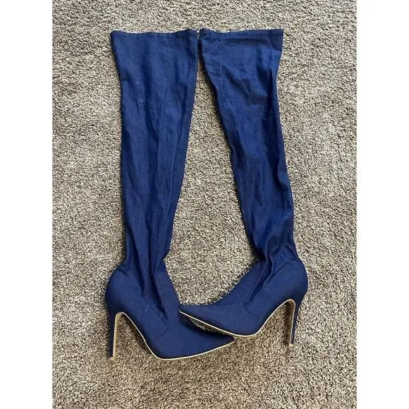 Cape Robbin Shoes Cape Robbin Denim Over The Knee Boots Size